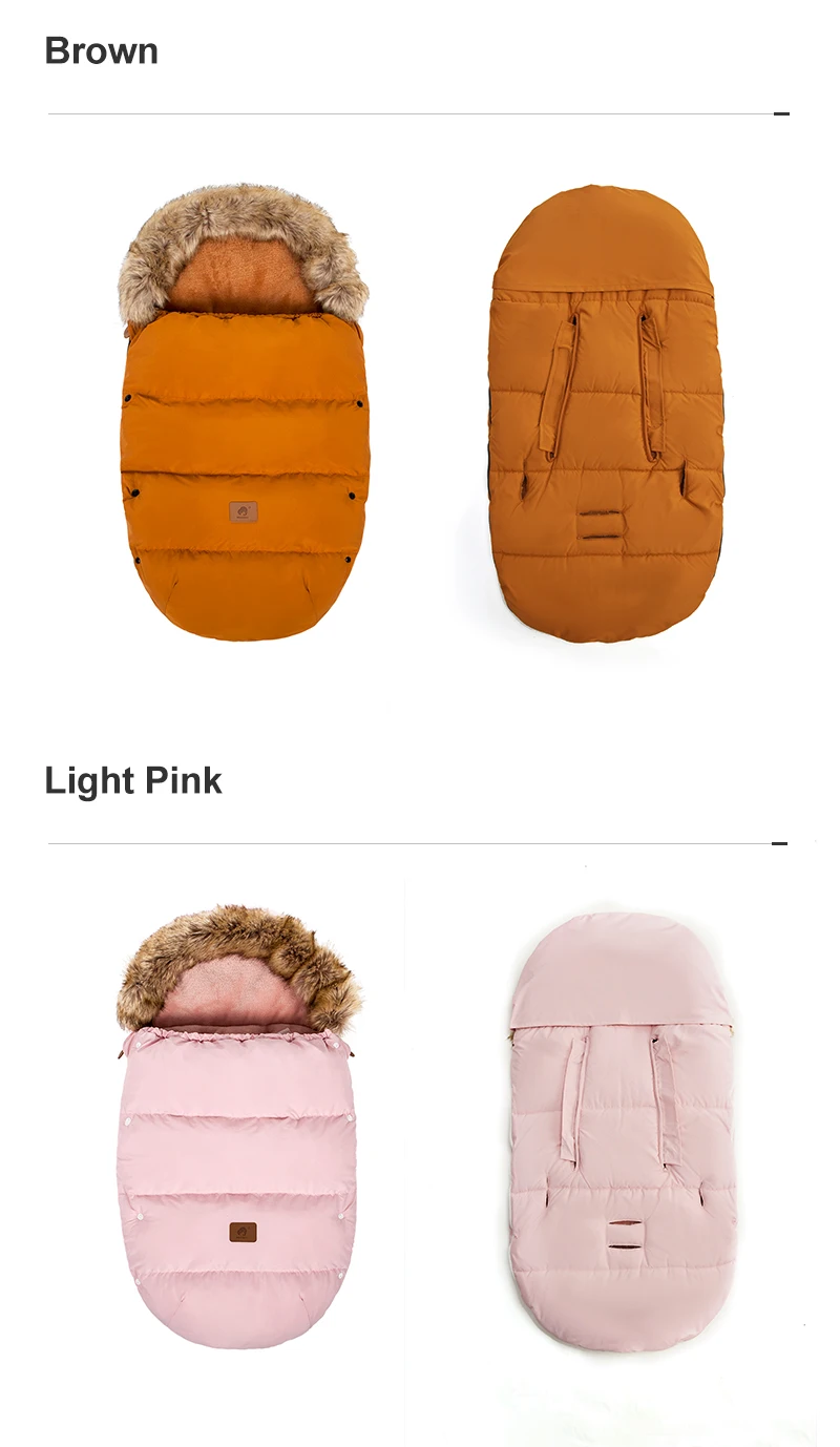 Kinderwagen Fußsack Outdoor Winter Baby Warm In Kinderwagen Abnehmbare Dicker Winddicht Pelz Kragen Baby Umschlag Kinderwagen Zubehör – Detail 16