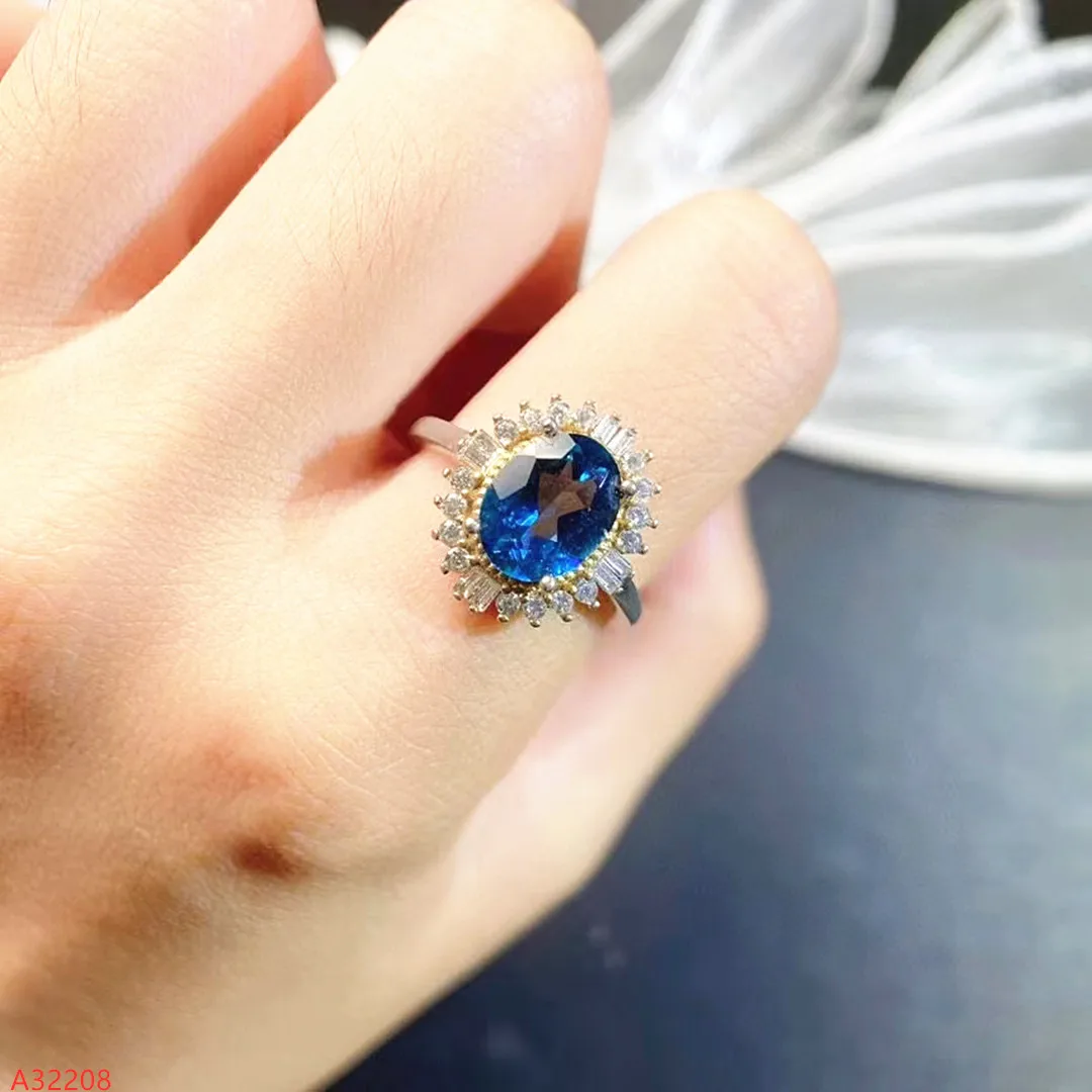 

Bridal Accessories 100% 925 Sterling Silver Natural Stone London Blue Topaz Women's Ring Party Bride Gift Girl Marry Birthday