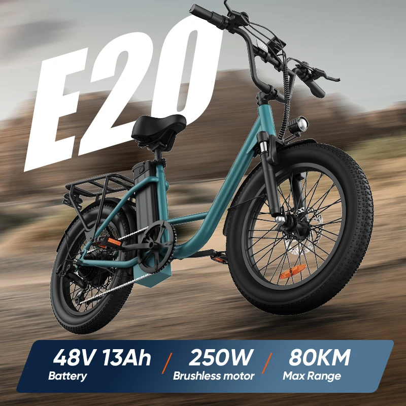 Urlife E-bike 20*3 Inch Explosion-proof Wide Tire 80KM Range Speed 25KMH Commuter Off-road Electric Bikes For Adults