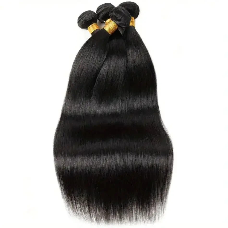 Mèches Naturelles Lisses pour Femme Noire, Extensions de Cheveux Humains Bruts, 10-30 Pouces, 1/3/4 Pièces