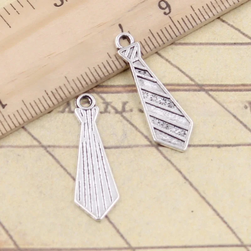 30szt Charms krawat krawat 30x9mm tybetański brąz kolor srebrny zawieszki antyczna biżuteria dokonywanie DIY Handmade Craft — zdjęcie 2