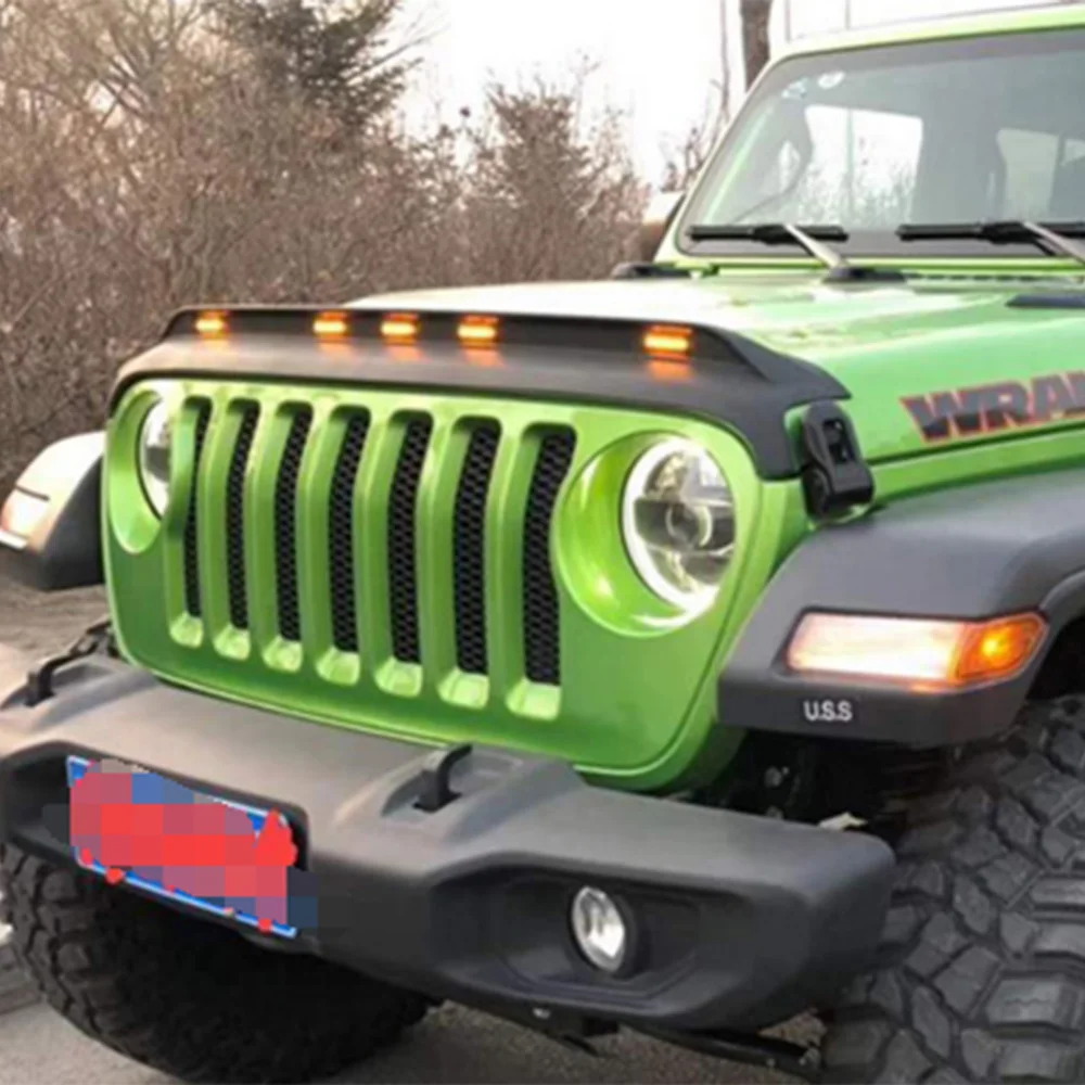 

SXMA JL1153 Передний/задний песчаник со светодиодной подсветкой, каменная защита капота, задний автоматический дефлектор для Jeep JL для Wrangler 2018+