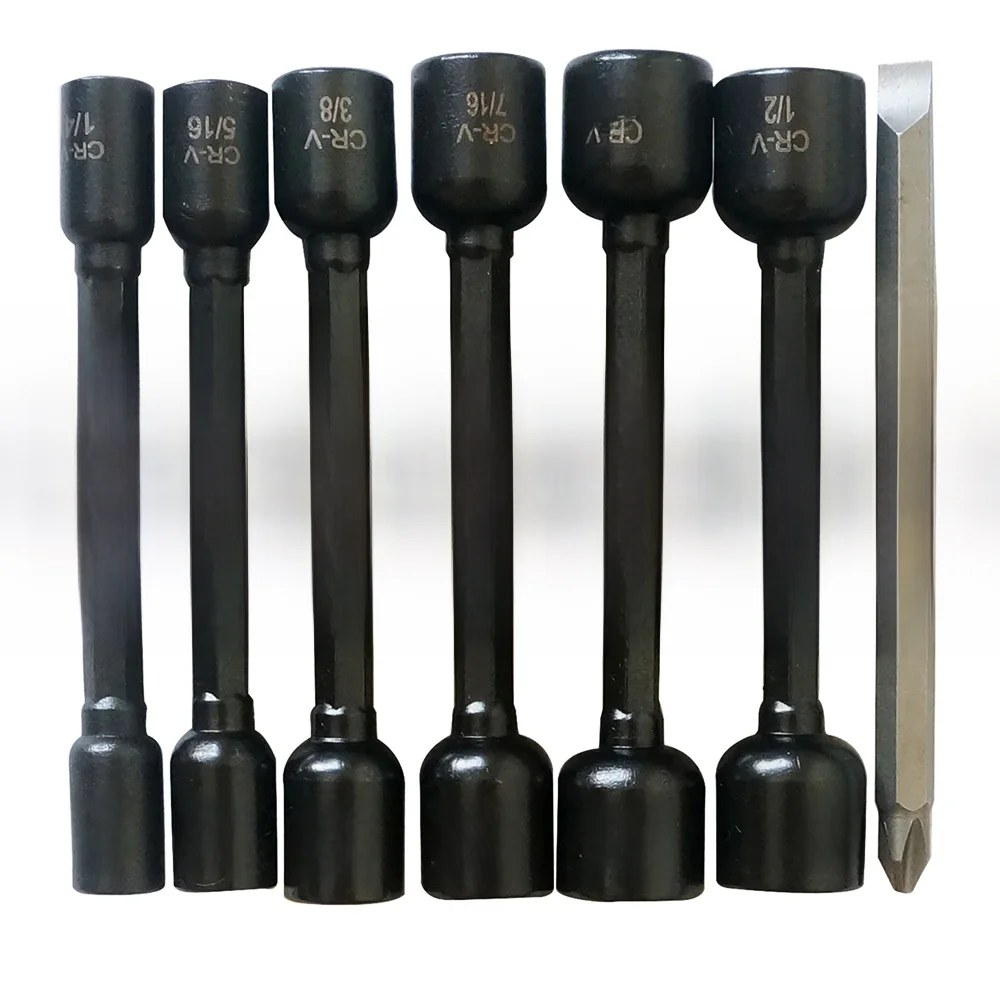 Jeu de forets à écrou magnétique puissant, 14 pièces, clé à douille métrique et SAE et vis 1/4 pouces Dr. Hex