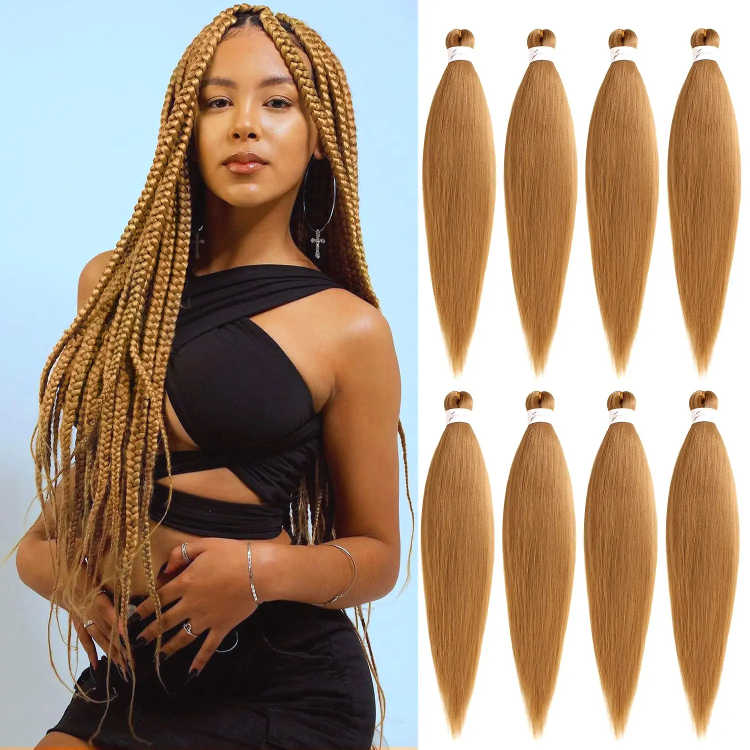 Okekalone-Extensions de tresses synthétiques pré-étirées, tressage coloré ombré, facile à tresser, 26 pouces