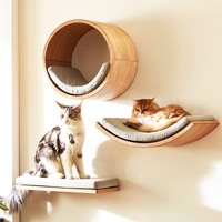 Wooden Cat Climbing Shelves Wall Mounted Cat Tree Sisal Scratching Post Pedal Hammock Indoor Kitten Playground Cats Accessories