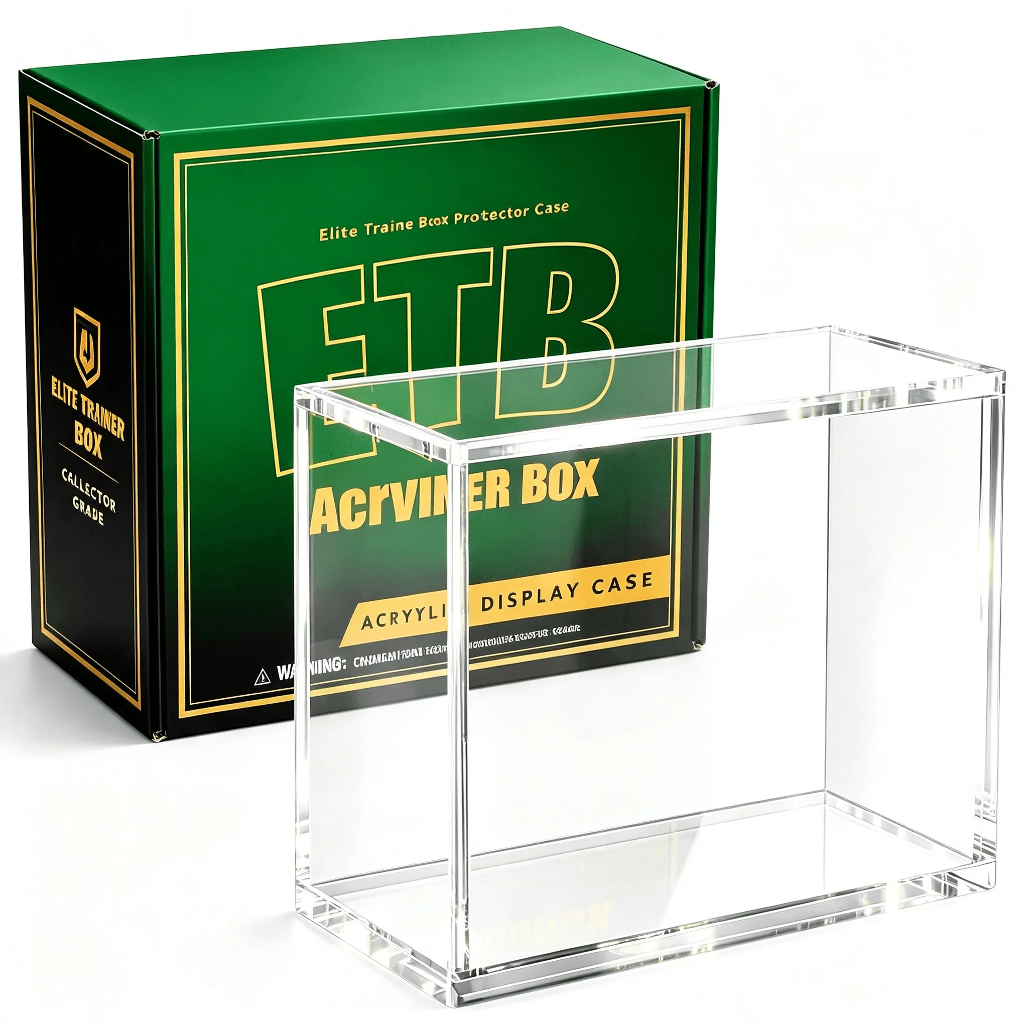 Acrylic Display Case for ETB Booster Box, 8mm+5mm Thick Magnetic Lid, UV Scratch Resistant Dustproof Stackable Protector, Clear Storage Holder for TCG Cards Action Figures Mini Figures, Great for Desk Shelf Bedroom Office
