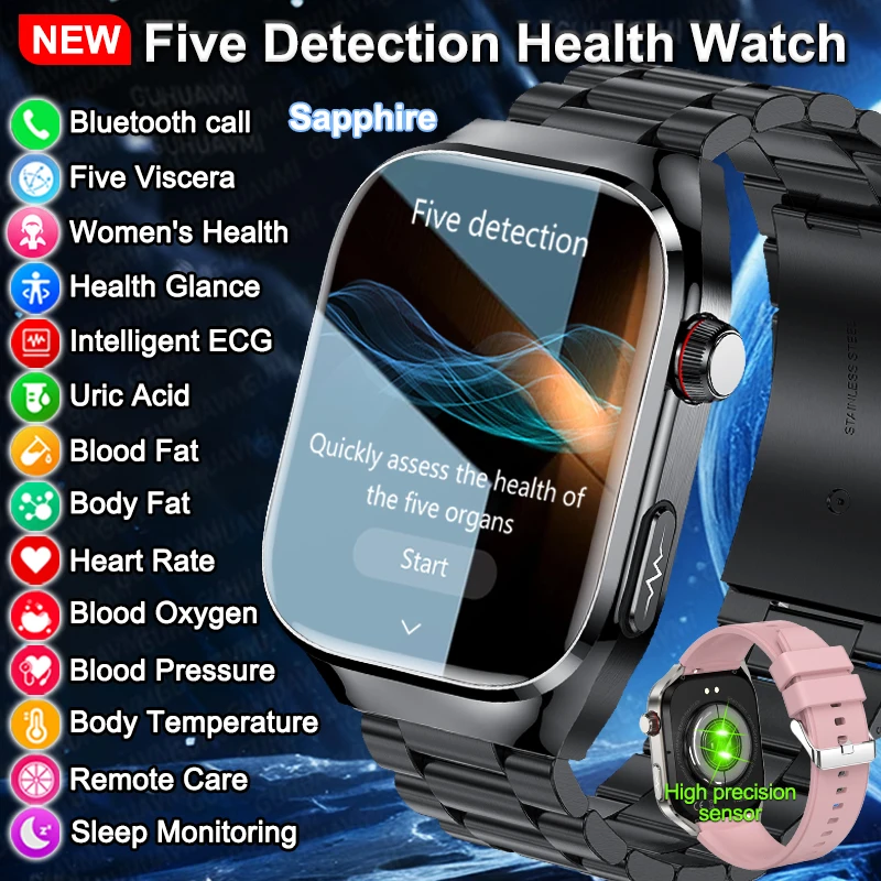 Nuovo Smartwatch ECG per Donne 2026, Livello Infermieristico, Chiamate Bluetooth, Frequenza Cardiaca, Lipidi nel Sangue, Acido Urico, Controllo Salute, Batteria 650mAh, Smartwatch Sportivo per Uomo