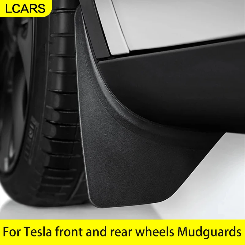 Lcars Custom-Made Car Mudguards, Abs Material, 4 Pieces, No-Drill Mudguards, Suitable for Tesla Model 3 New Model 2024 / Y Old Model 2021-2024 / New Model Y 2025 / Extended Yl All-Weather Protection