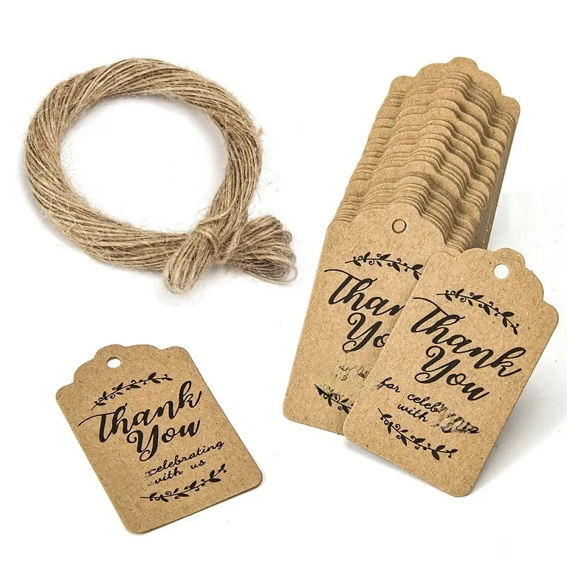 Thank You Hang Tag DIY Handmade Thank You Hang Tag Holiday Gift Hanging Card Label Party Wedding Decoration 100 szt. — zdjęcie 2