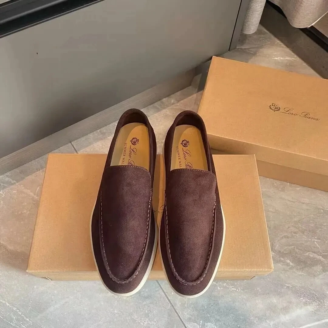 

Lora Pianno Shoes Designer Loafers For Mens Vintage Brown Apricot Leather Loaf Flat Casual Sneakers Travel Hiking Trainers A49