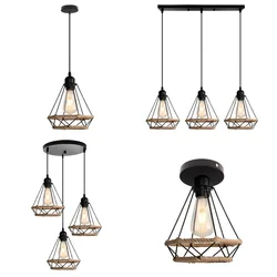 1/3 Heads Modern Loft Pendant Light Living Room Kitchen Vintage Industrial Hanging Lamp Dome Shade Wrought Cage Lighting Fixture