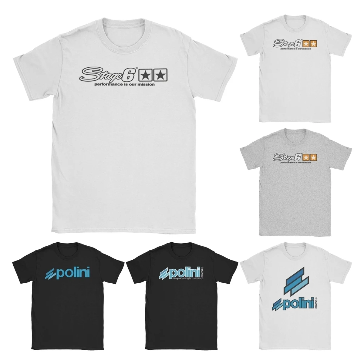 

Men Women's T-Shirt Stage 6 Polini Macramé Vintage Pure Cotton Tee Shirt Short Sleeve Motorcycles Racing T Shirt Clothing Adult