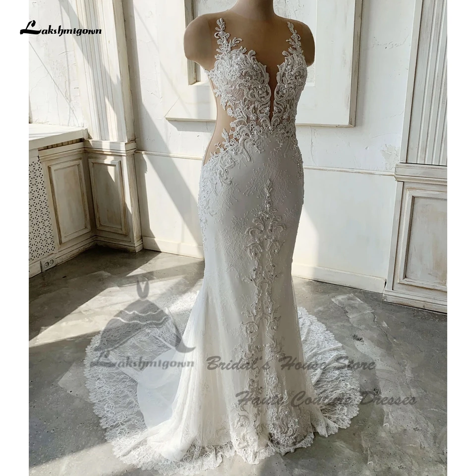 Lakshmigown Luxury Lace Mermaid Beach Wedding Gowns Customized 2024 Vestidos Long Sexy Beading Boho Bridal Dresses