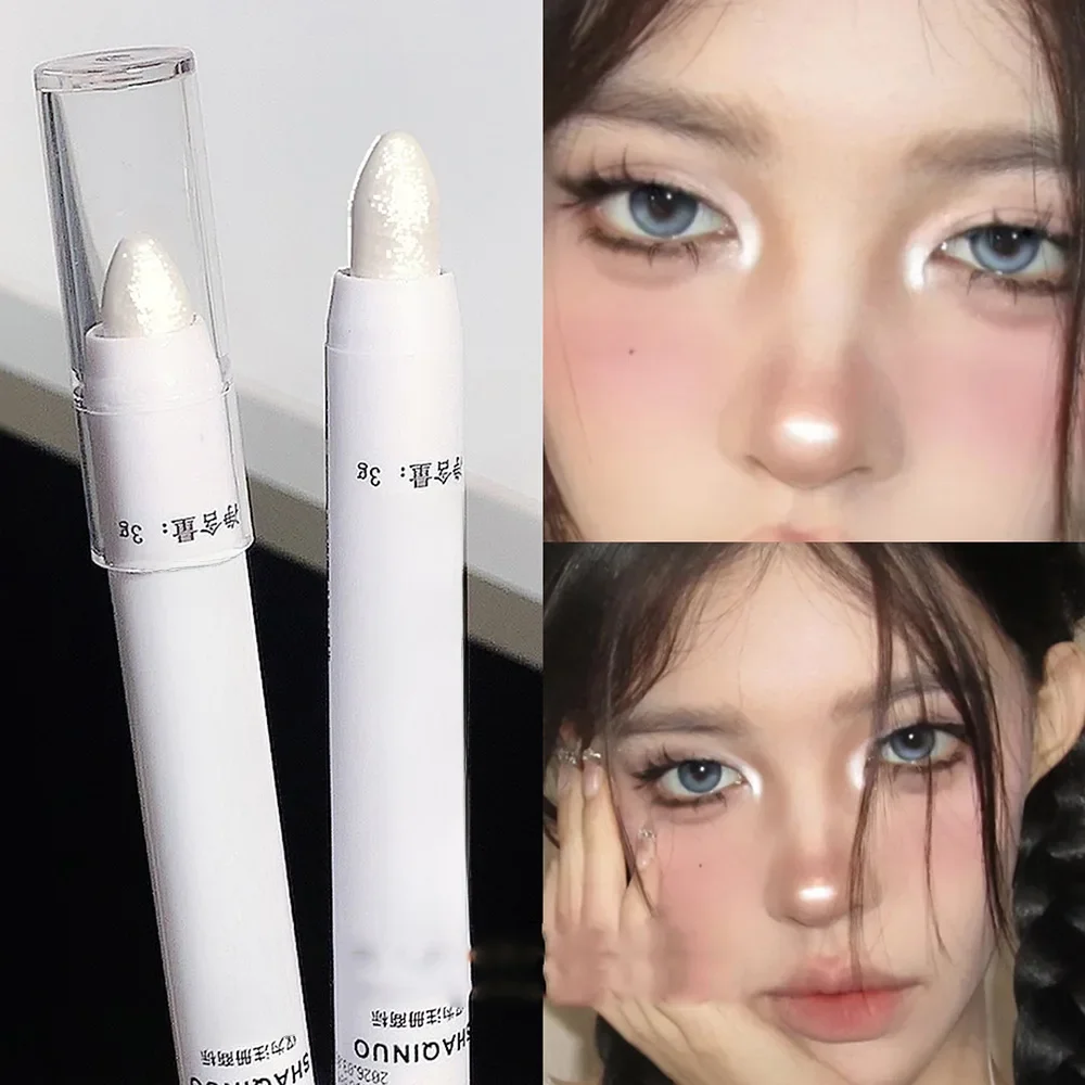 Matte oogschaduwstick Witte eyeliner Shimmer zilveren markeerstift - afbeelding 2
