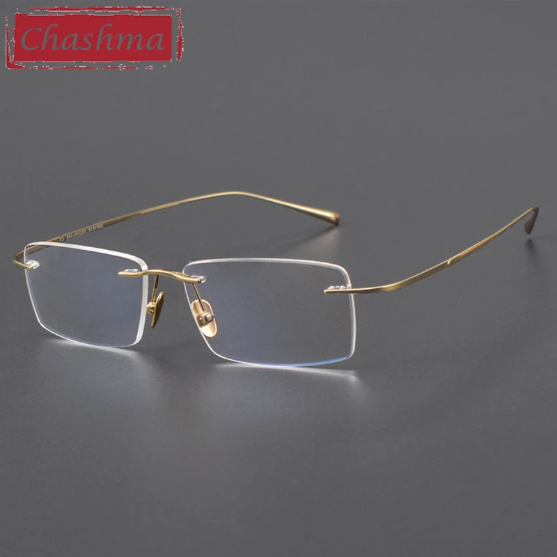 

Chashma Prescription Glasses Men Pure Titanium Flexible Ultra Light Rimless Eyeglasses Frames Optical Recipe Eyewear for Women