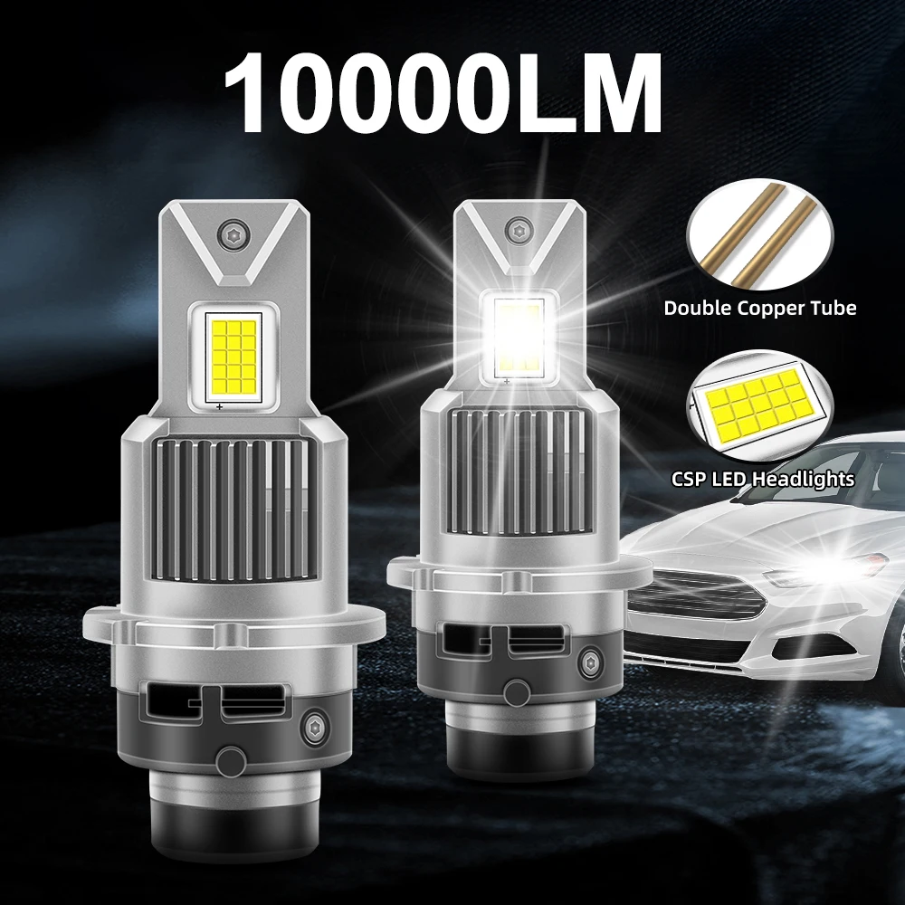 

2PCS Canbus No Error New LED Headlight D4S/D4R 10000LM 150W Power Lamps CSP Chip With Double Copper Tube Cooling Fan
