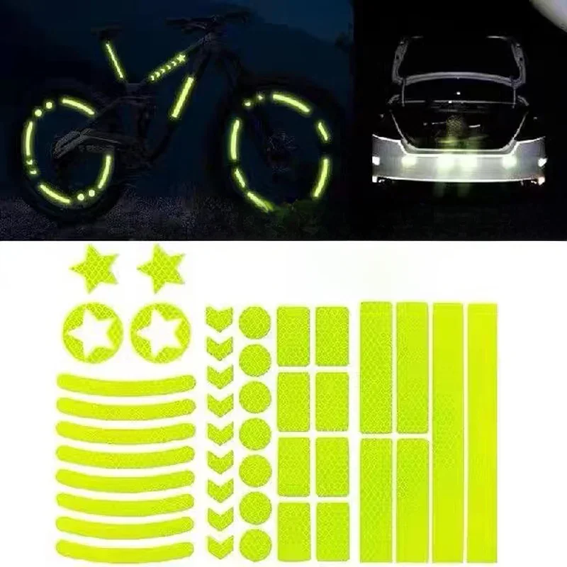 AliExpress 42PCS/sheet Car Bicycle Reflective Sticker Night Safety Grid Stripe Warning Strip MTB Scooter Helmet