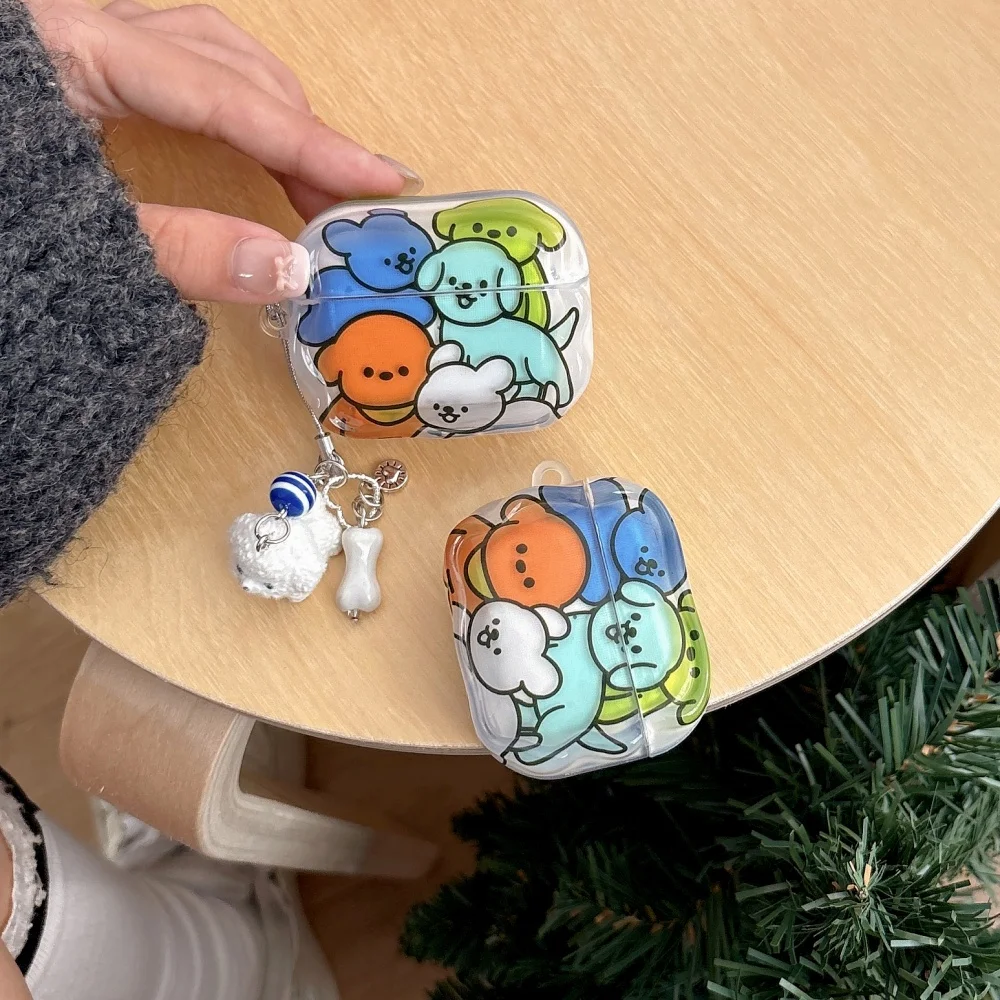 

Colorful puppy headphone protective case with full screen lines, suitable for AirPods4/3/2Pro/2/4, new headphone protective case