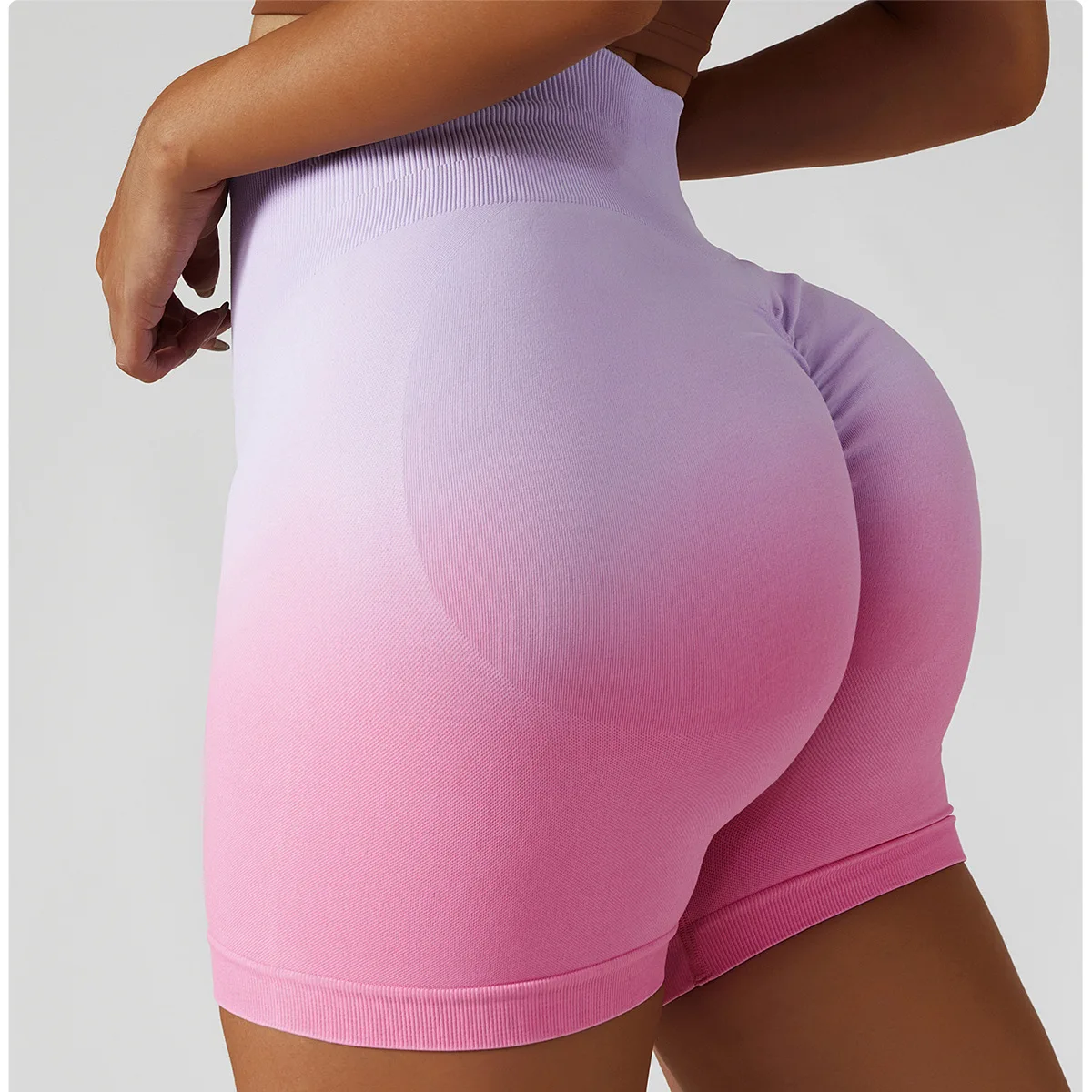 Gradiente sem costura respirável cintura alta elástica butt lift feminino leggings curtos