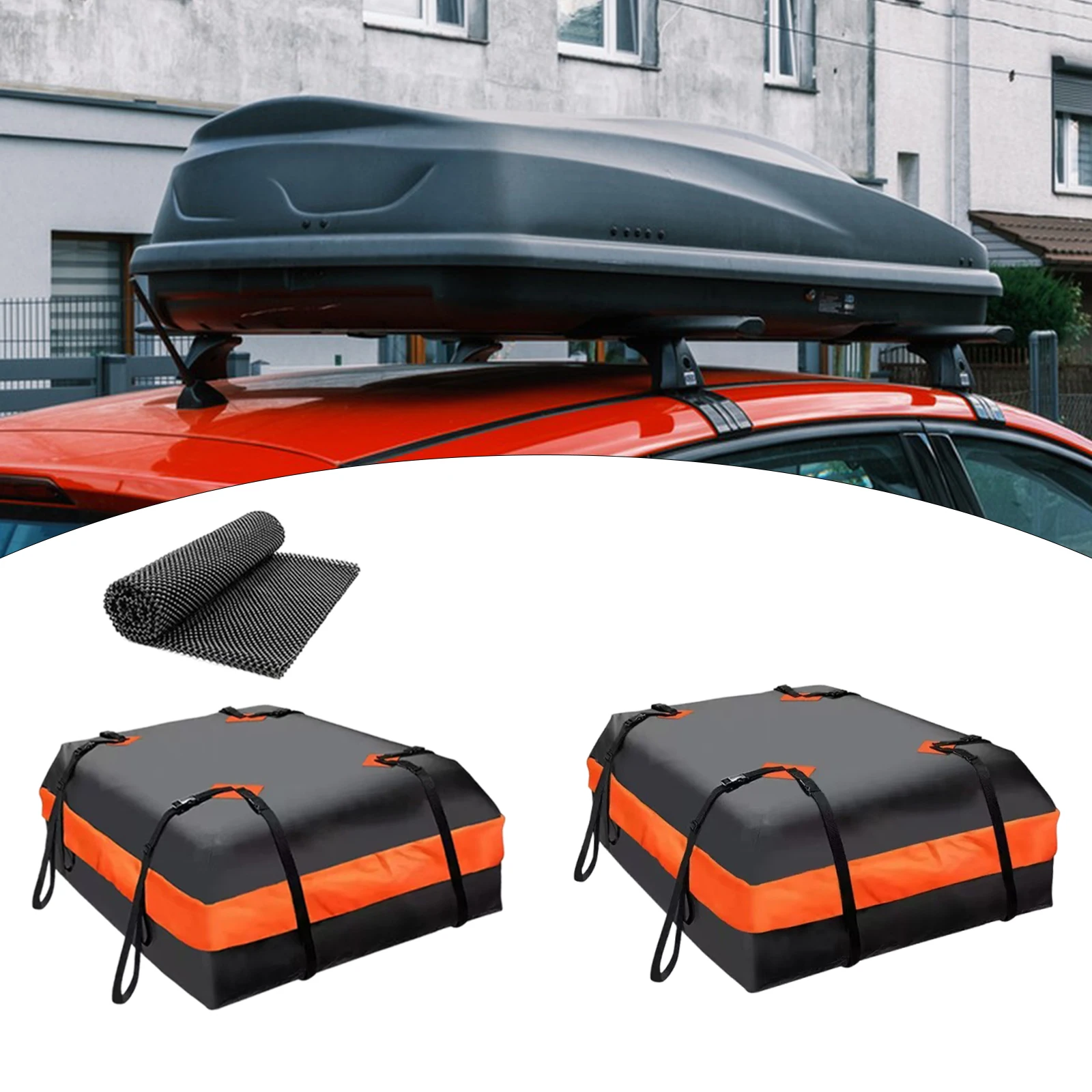 Universal Car Rooftop Cargo Carrier Bag Waterproof 420D Oxford cloth with Anti-Slip Mat Roof Top Storage Bag for SUV Truck Van C - Image 2