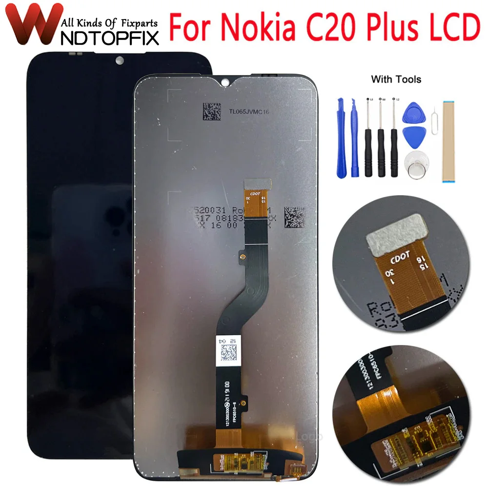 Для Nokia C20 Plus ЖК-дисплей, сенсорная панель, дигитайзер экрана в сборе, замена TA-1388/TA-1380 для Nokia C20Plus, ЖК-экран