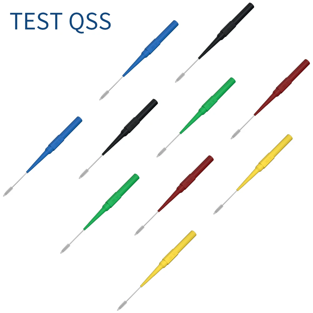 QSS 10PCS Test Probe Needle Stainless Steel Piercing Back Probe with 4mm Banana Socket Electrical Tool