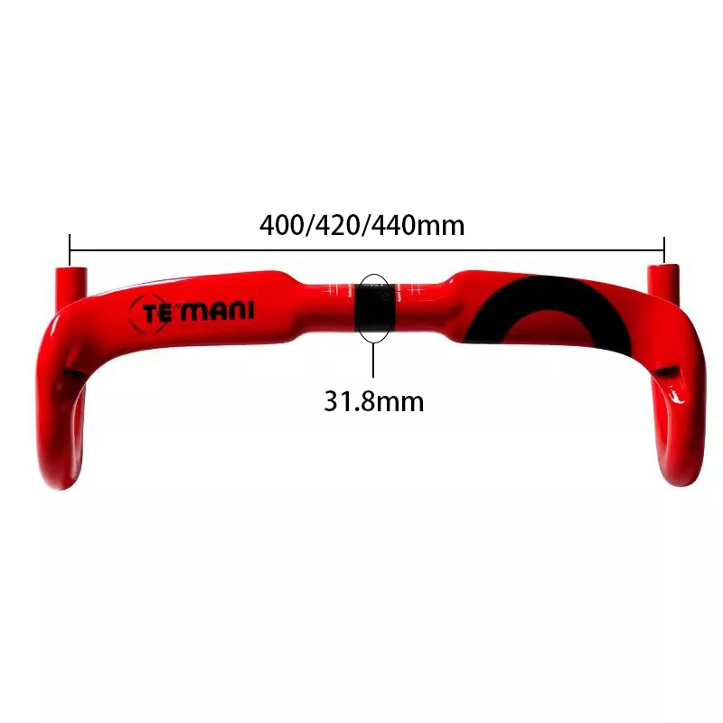 Newest TEMANI road bike full carbon fiber handlebar, handlebar diameter 31.8 mm carbon fiber bend handlebar 400/420/440 mm