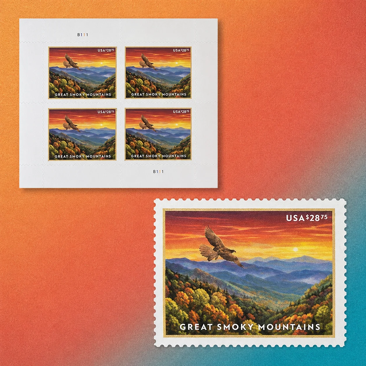 

Great Smoky Mountains Stamp Stickers 5 Sheets 20pcs Self Adhesive Labels