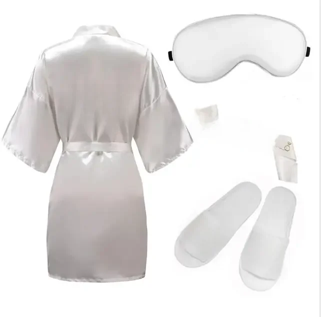 4-delige set bruid gewaad oogmasker pantoffels sjerp bruidsmeisje kimono bruiloft bruidsfeest vrijgezellenbadjas klaarmaken gewaden