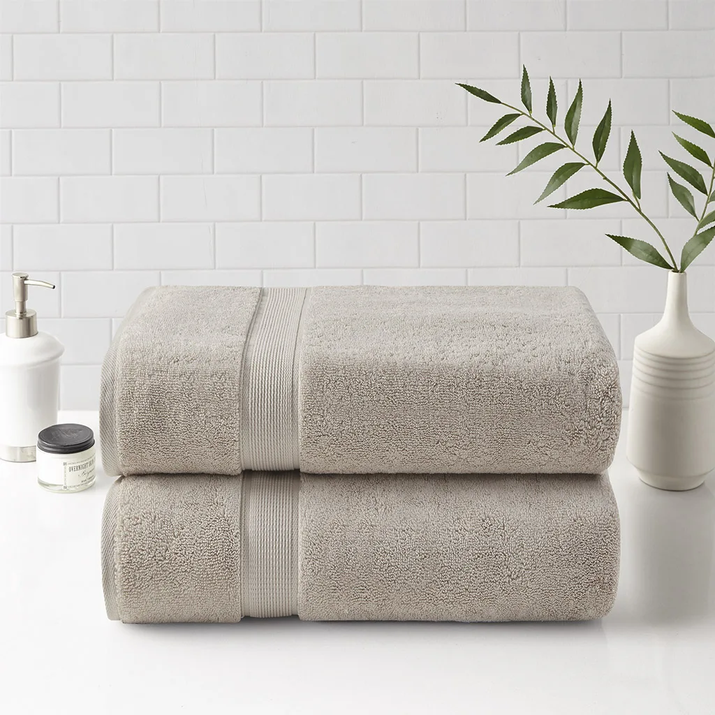 

100% Cotton Bath Sheet Antimicrobial 2 Piece Set (Natural + Cotton)"