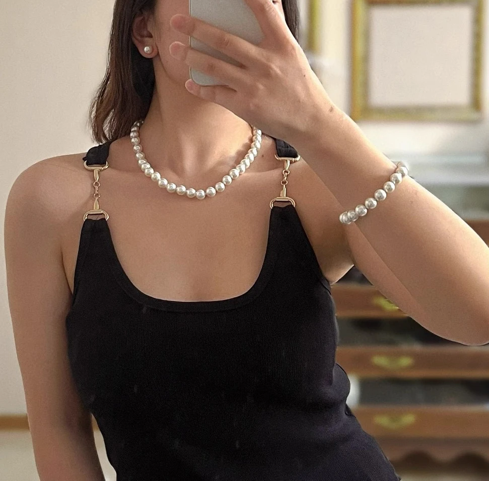 

Classic and Elegant Pearl Necklace Women Bracelet Earing Wedding Banquet Necklace Retro Beads Handmade Jewelry Party Gifts