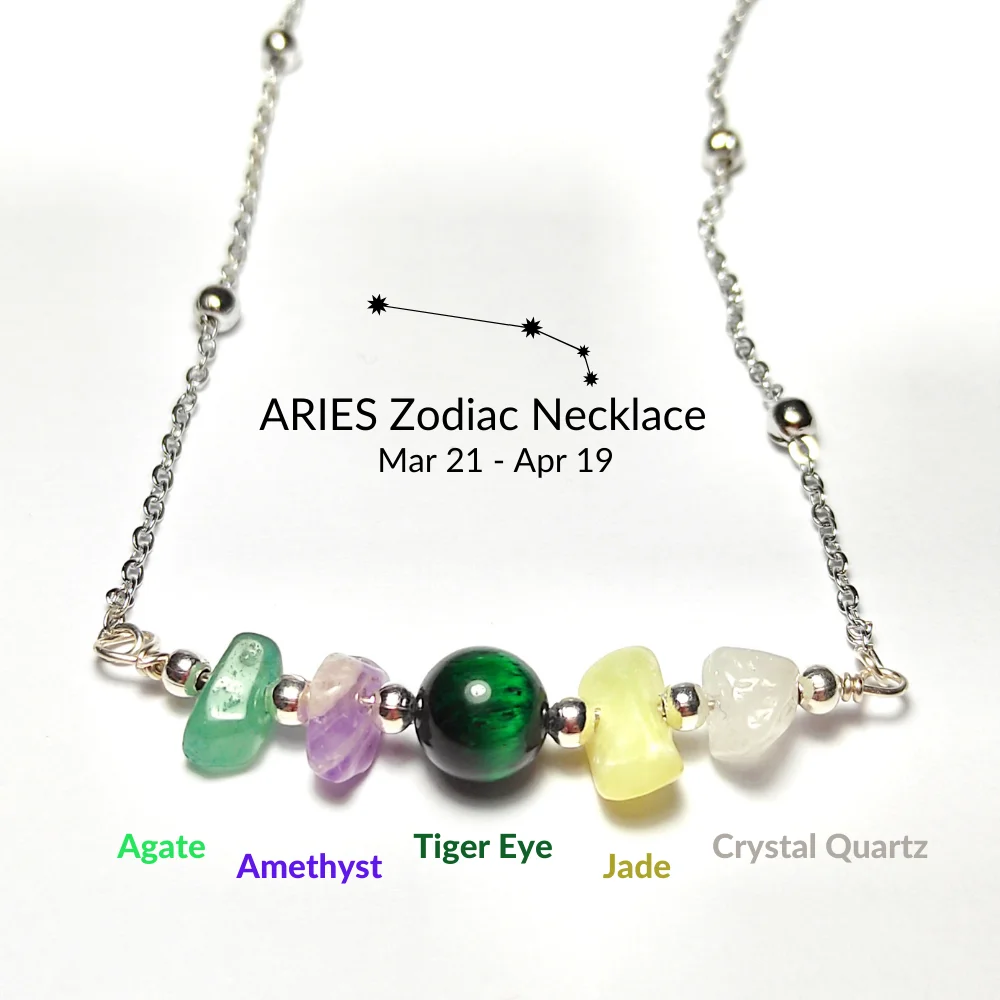 

Summer Fashion Aries Zodiac Necklaces Stainless Steel for Women Made of Natural Stones Gift for Girlfriend