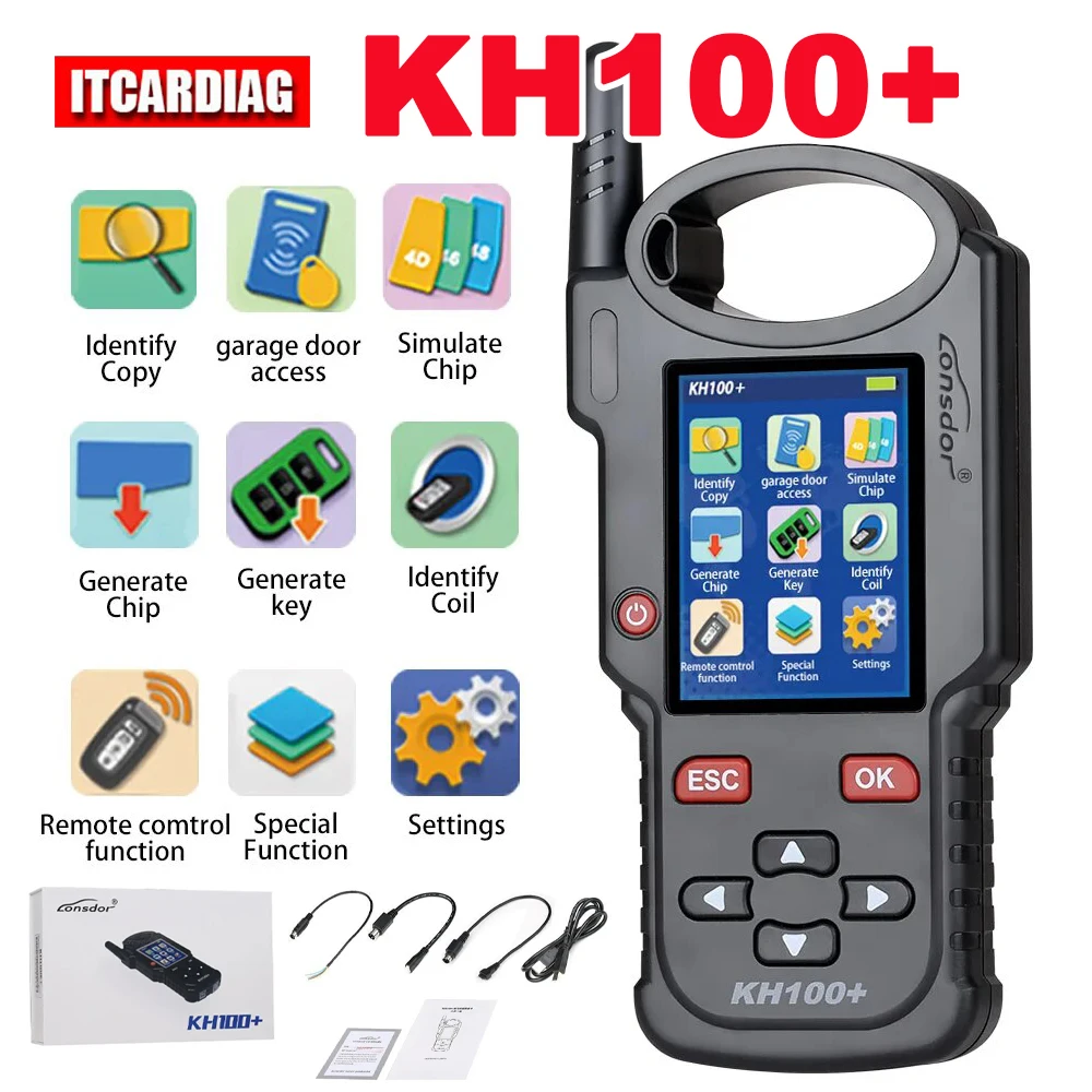 

LONSDOR KH100+ Remote Key Programmer Tool Handheld Device KH100 Smart Key Generation Chip Identify Copy Simulate Update Online