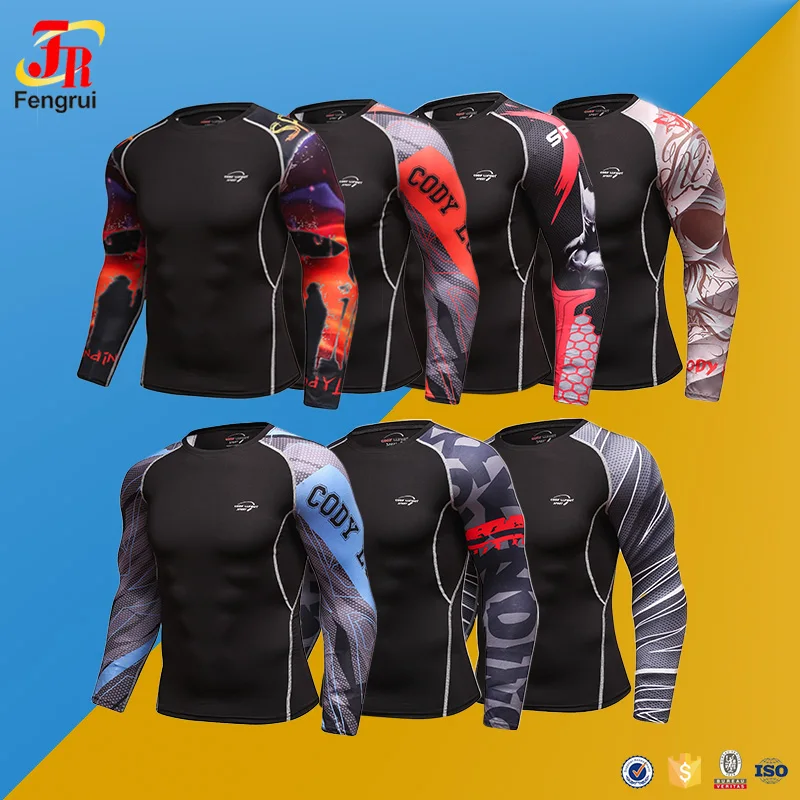 Cody Lundin Sport Spleißen bis 50 Langarm Rash guard Männer Jiu Jitsu Gi Bjj Rash Guard benutzer definierte Radfahren Kickboxing Trikot