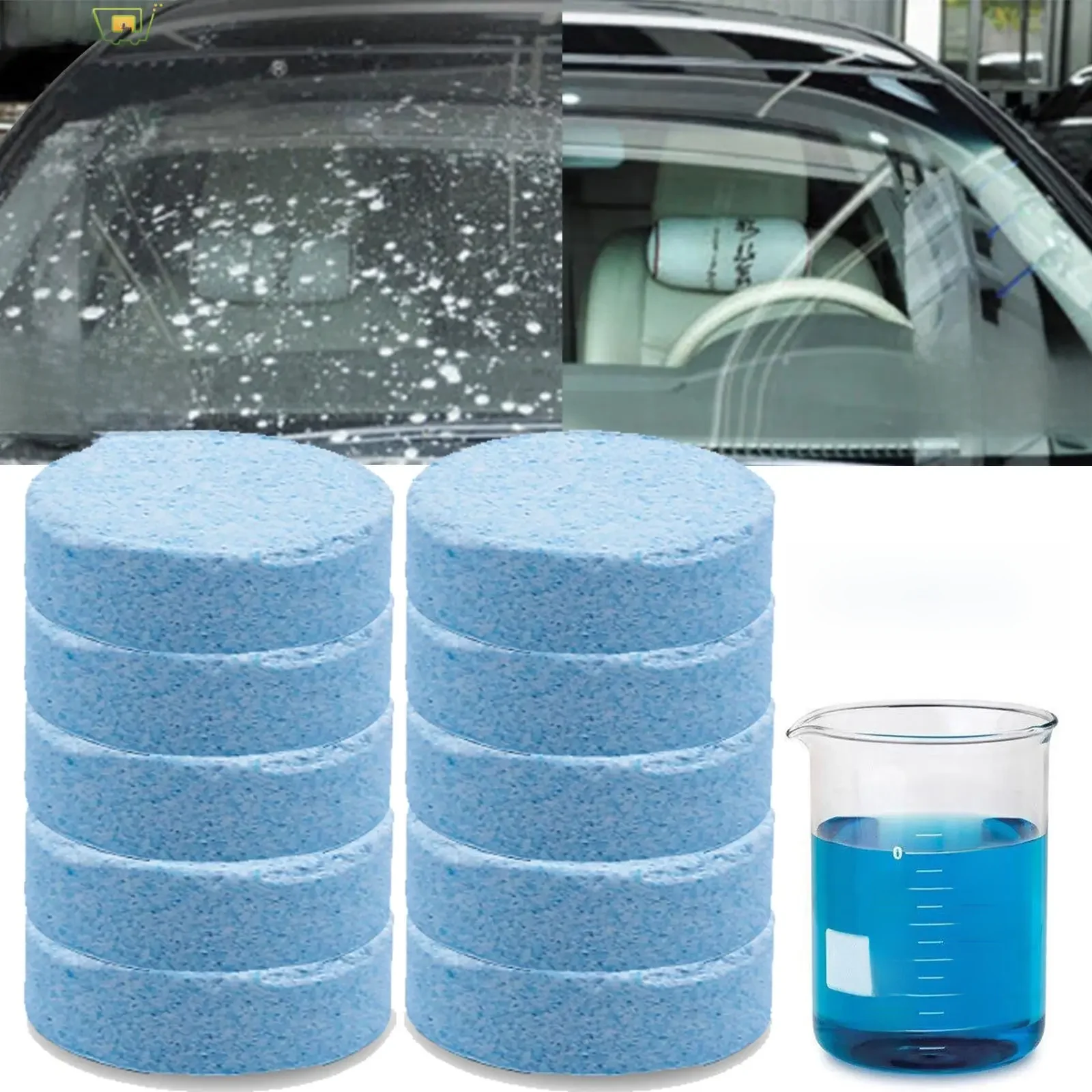 Lave-vitre de voiture, ensemble de 10 pièces, nettoyant solide, tablettes effervescentes compactes, lave-vitre, pièces de style automobile