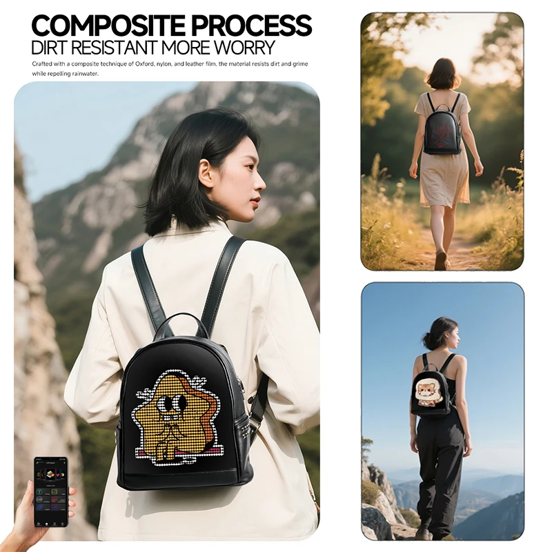 

DIY Pattern Luminous Women's Shoulder Bag Women's LED Backpack Smart Display Backpack LOY Moto Friends Holiday Gift Shoulder Bag