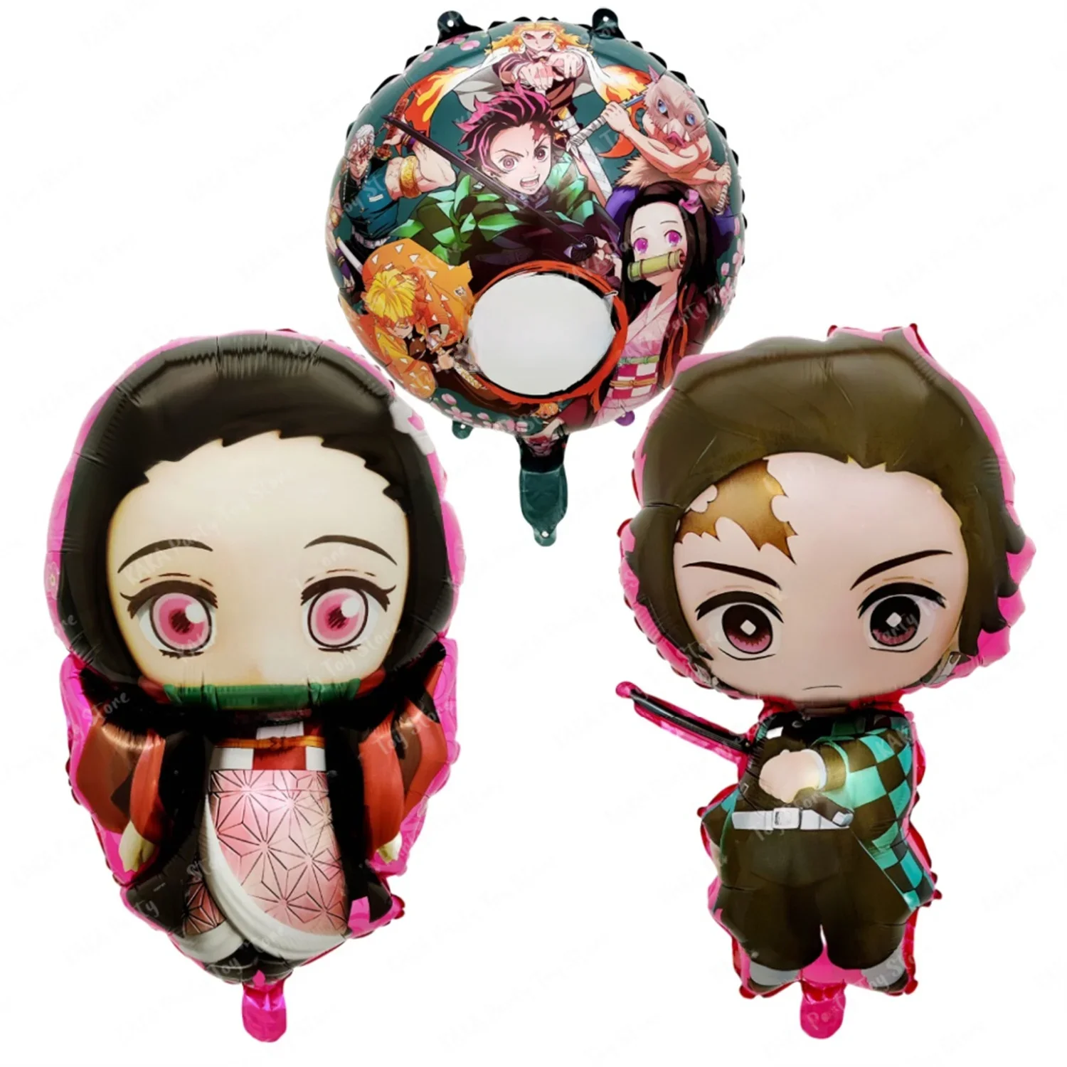 Ballons Demon Slayer, 3 pièces, dessin animé Kamado Tanjirou Nezuko, fournitures de décoration en aluminium, jouet cadeau de fête d'anniversaire pour enfants
