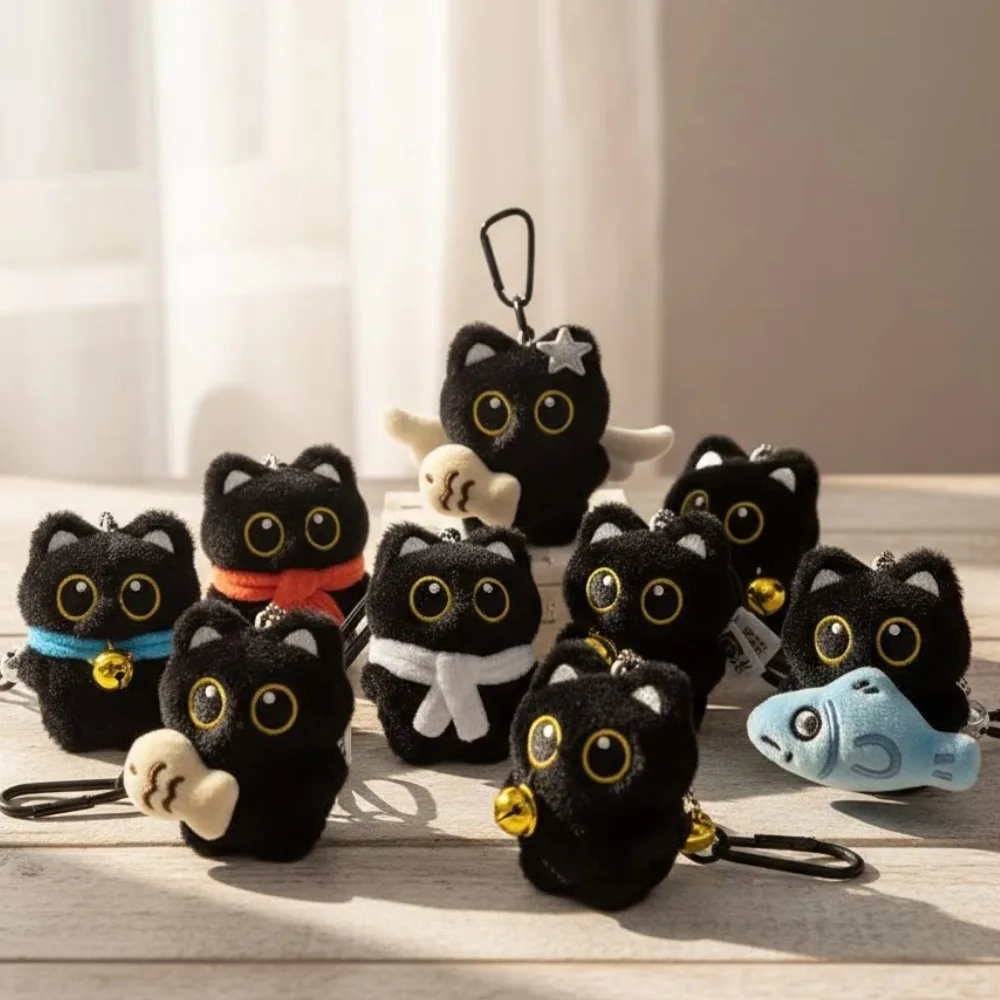Pendentif de sac à dos en peluche mignon, porte-clés décoratif, chat de dessin animé créatif, pendentif de sac d'école, poupée pour garçons et filles, cadeau