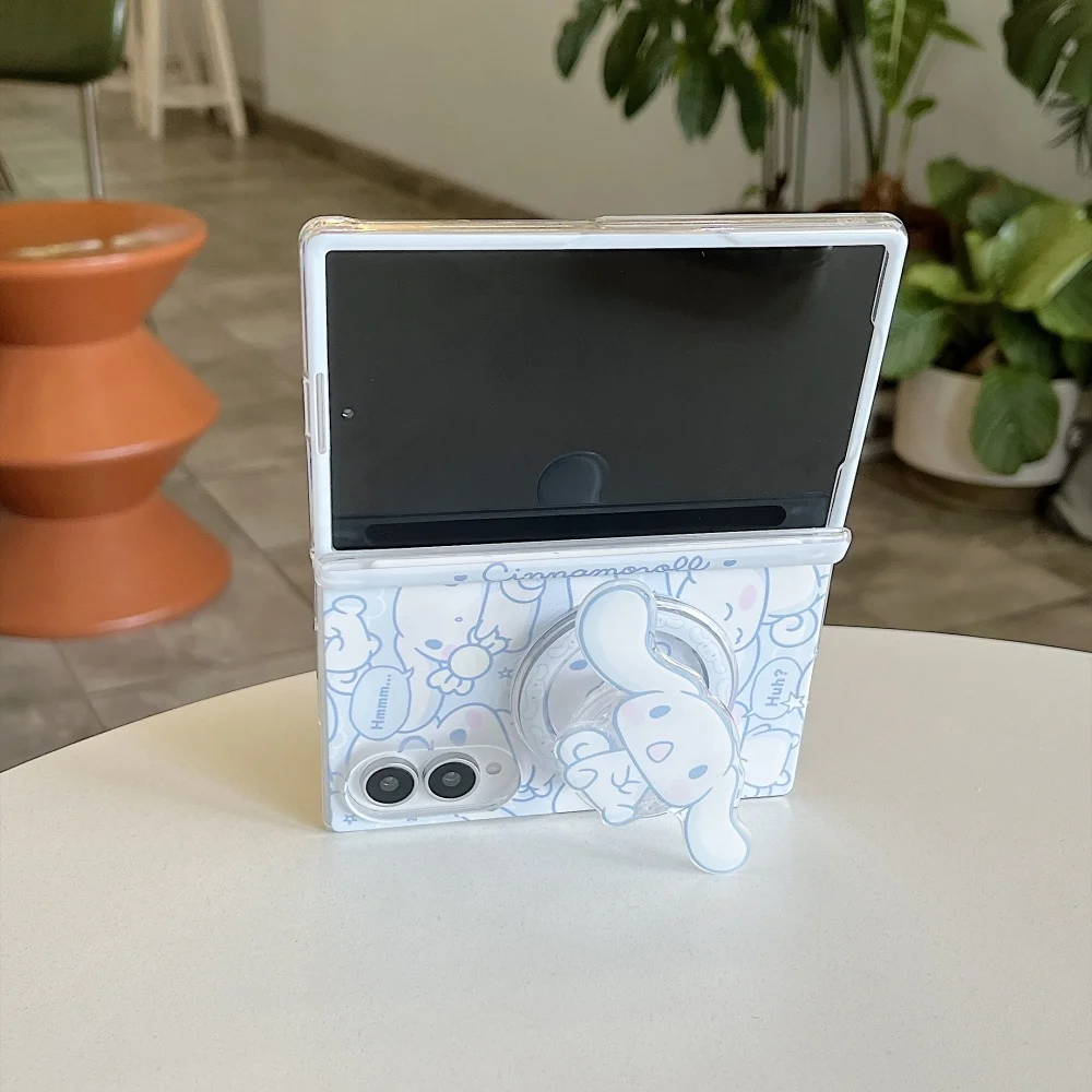 Nowy modny koreański uroczy niebieski futerał na telefon z dużymi uszami szczeniaka do Samsung Galaxy Z Fold 8 z podstawką Magsafe, kawaii, odporny na upadki. — zdjęcie produktu 6