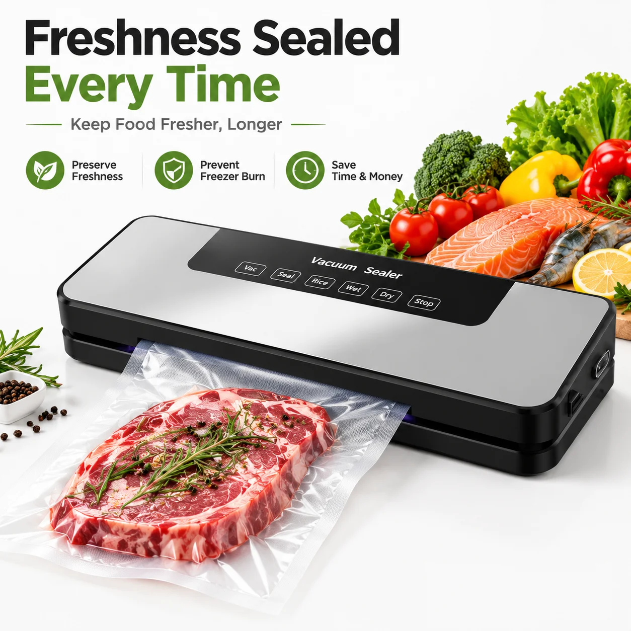 自動真空シーラー、ウェット・ドライ両対応の5-in-1フード - Food Vacuum Sealer Machine のレビューと価格