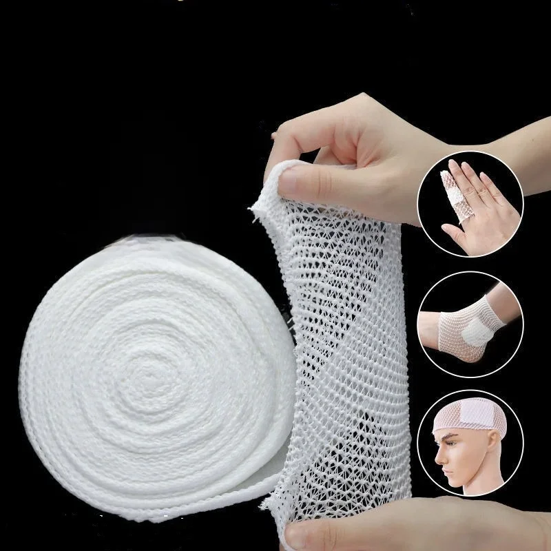 1 Rouleau de Bandage Tubulaire Élastique en Gaze Respirante pour Fixation et Maintien des Pansements – Idéal pour Poignet, Coude, Genou, Cheville (Adulte)