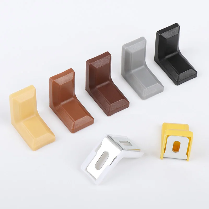 10PCS  Right Angle Fixing Corner Bracket L Shaped Furniture Connector With Plastic Decorative Cover Home Decor