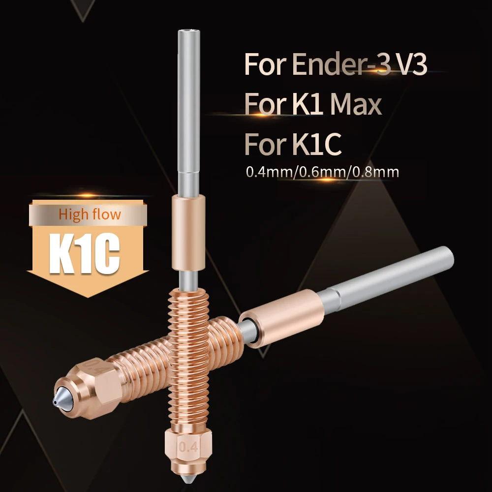 Creativity K1C Nozzle 0.4/0.6/0.8mm High Flow All-in-one Copper Titanium Nozzles For K1 / K1 Max /K1C/ Ender-3 V3 3d printer