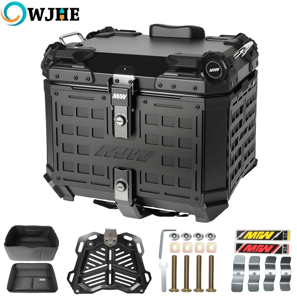 OWJHE boîtier en aluminium moto queue boîte coffre 45L 55L étanche universel haut queue arrière bagages outils cas boîte de rangement pour BMW