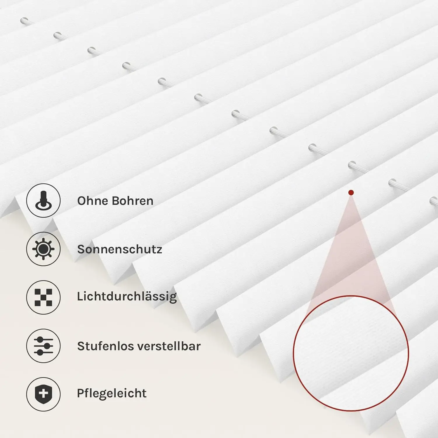 WOLTU Plissee-Rollo Klemmfix ohne Bohren, faltbar, Easyfix, geklemmtes Rollo, blickdichter Sichtschutz für Fenster und Türen – Detail 6