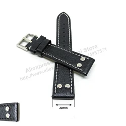 Fits/For TW Steel Canteen TW1001-1 - 20mm Black Rivet Genuine Leather Replacement Watch Band Strap