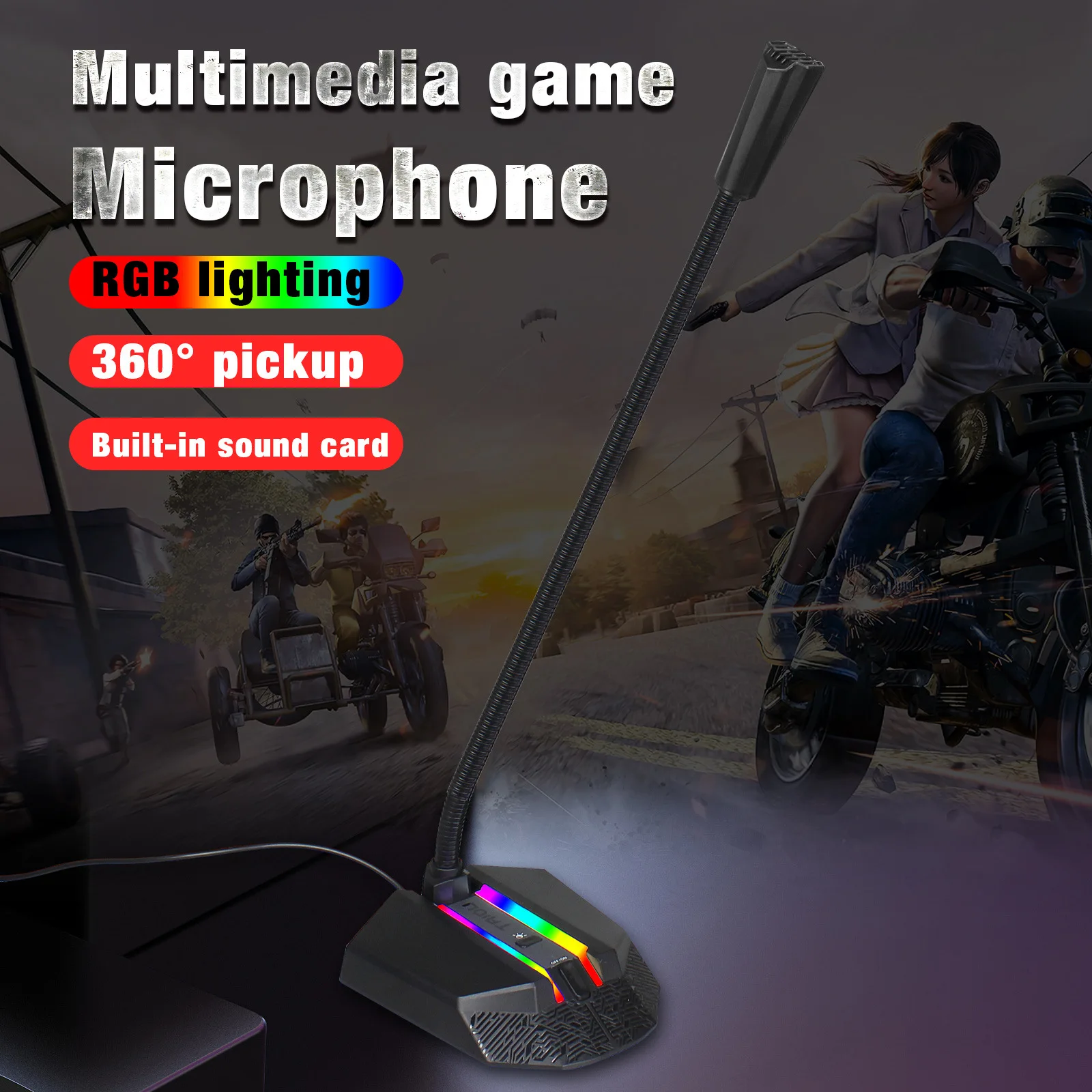 New Computer Microphone RGB Illuminated Bendable USB MIC Driverless Voice Chat Video Screen Conference Gaming Microphone