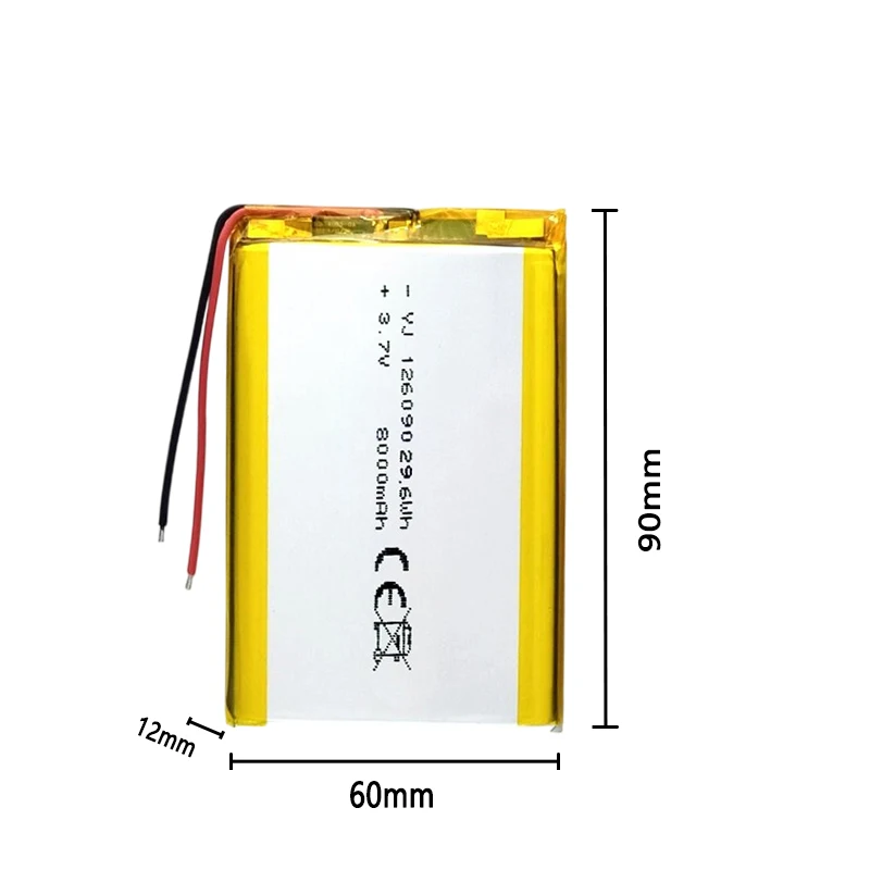 

126090 LiPo Battery 3.7V 8000mAh High Capacity Rechargeable Lithium Polymer Cell for Power Banks & Portable Devices146074 126280