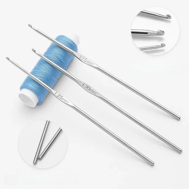Ensemble d'aiguilles à tricoter avec poignée en métal, 1 pièce, petites tailles 0.5-1.75mm, aiguilles à Crochet en dentelle pour bricolage, outils de tissage de fils