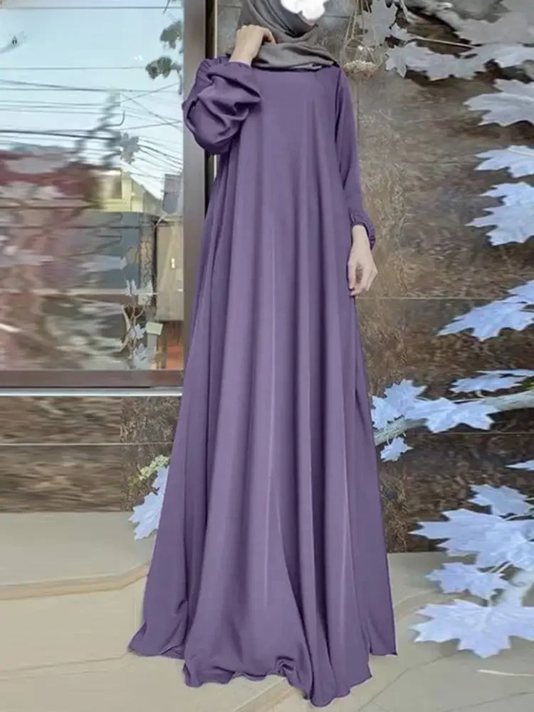 ZANZEA muzułmańskie kobiety letnia sukienka Abaya Sundress solidna islamska odzież Marocain Vestido szata Femme moda z długim rękawem sukienka Kaftan — zdjęcie 2